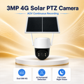 3MP 4G Solar PTZ Security Camera with AOV Recording & Dual SIM