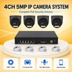5MP 4-Channel PoE IP Camera System with Two-Way Audio