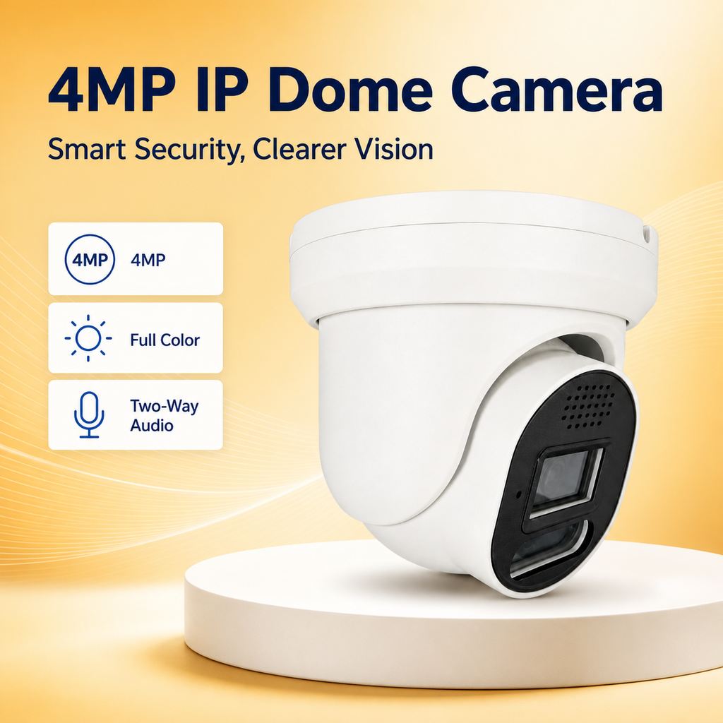 4MP full-color IP dome camera with two-way audio feature cards