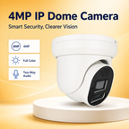 4MP full-color IP dome camera with two-way audio feature cards