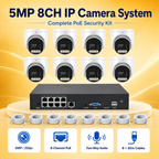 5MP 8CH PoE Security Camera System with Two-Way Audio & 12X Digital Zoom