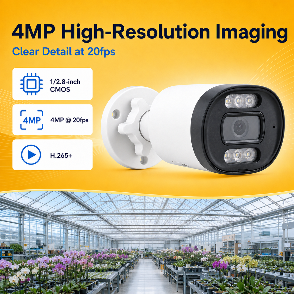 Four-megapixel CMOS imaging paired with efficient H.265 Plus compression