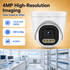 4MP CMOS imaging and H.265+ compression feature panel for an IP dome camera