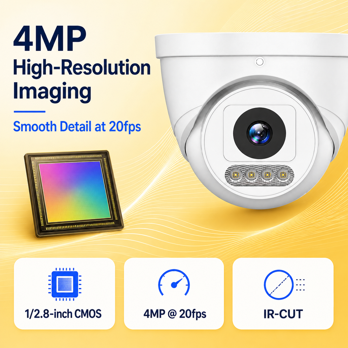 4MP Full-Color IP Dome Camera with Human Detection & Two-Way Audio