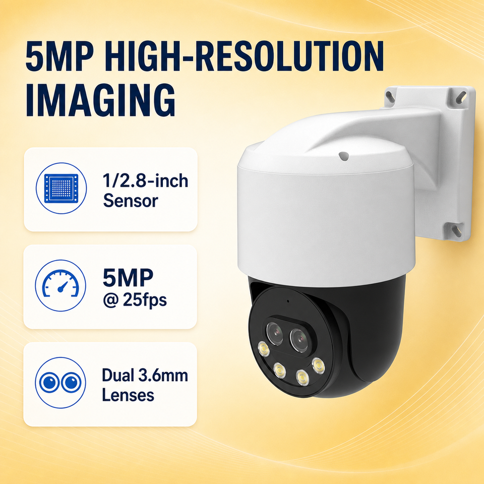 5MP Dual-Lens IP PTZ Camera with 12X Digital Zoom