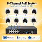 5MP 8CH PoE Security Camera System with Two-Way Audio & 12X Digital Zoom