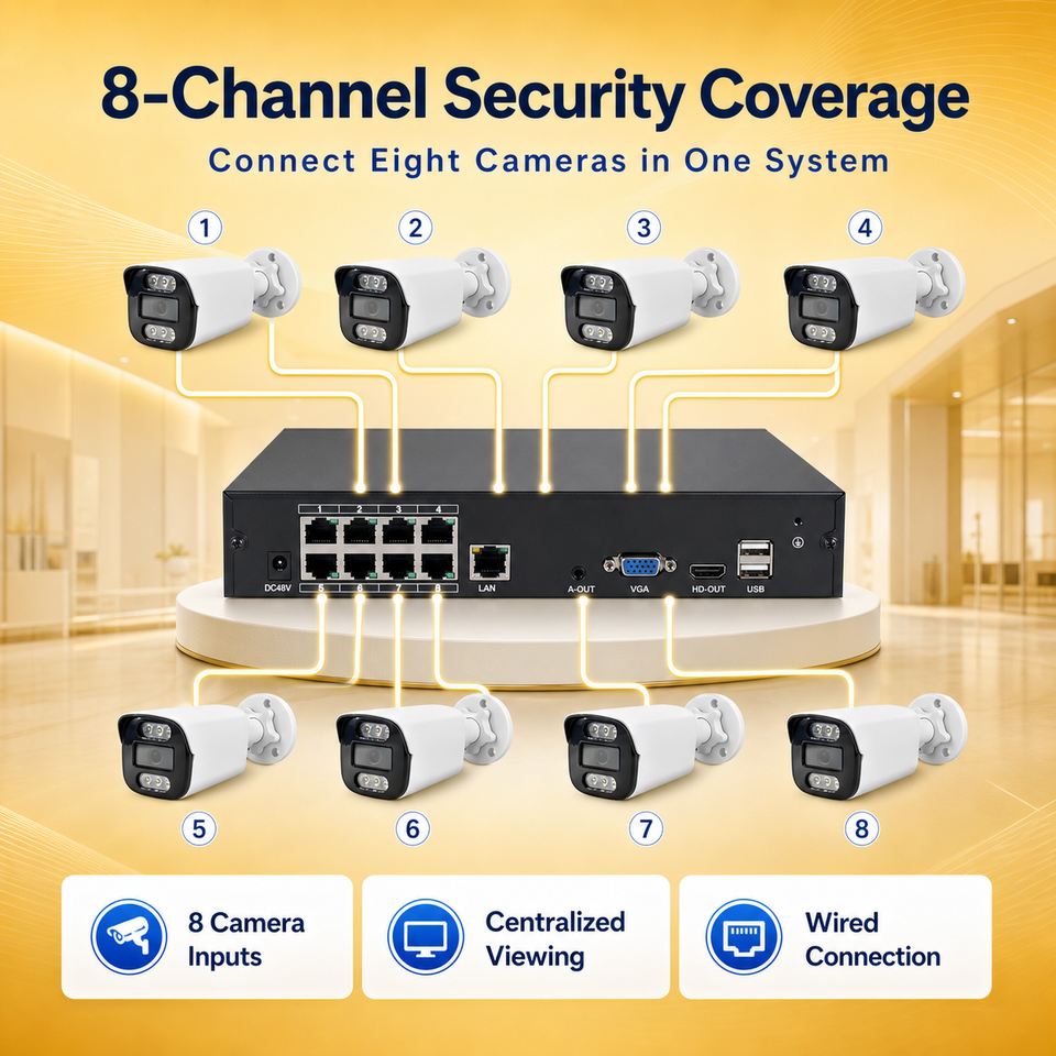 YGH-TST08CIFNP-4MP-8CH 4MP 8-Channel Wired IP Camera System