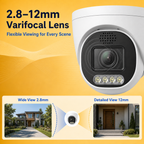 IP dome surveillance camera with a 2.8–12mm varifocal lens and adjustable 5X zoom