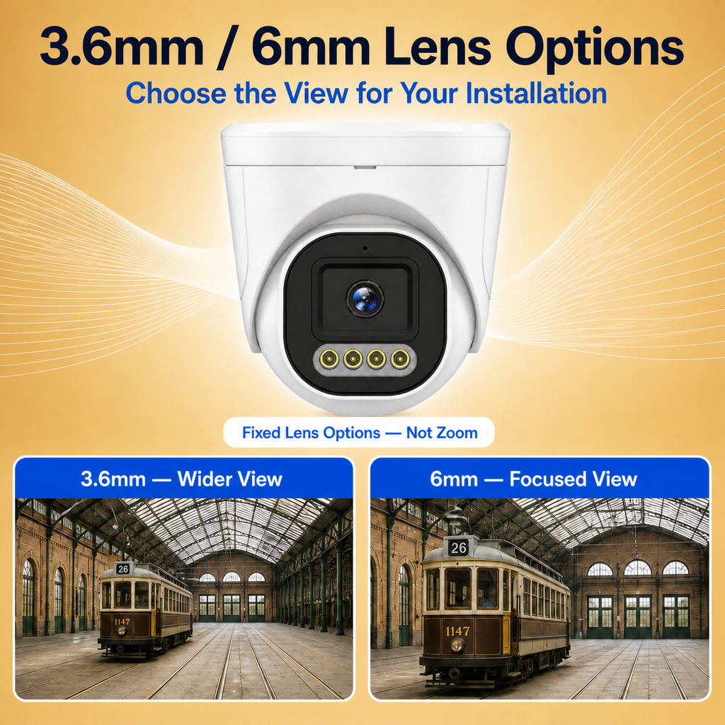 IP dome camera with 3.6mm and 6mm fixed lens options