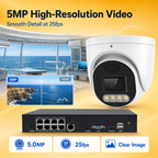 5MP 8CH PoE Security Camera System with Two-Way Audio & 12X Digital Zoom