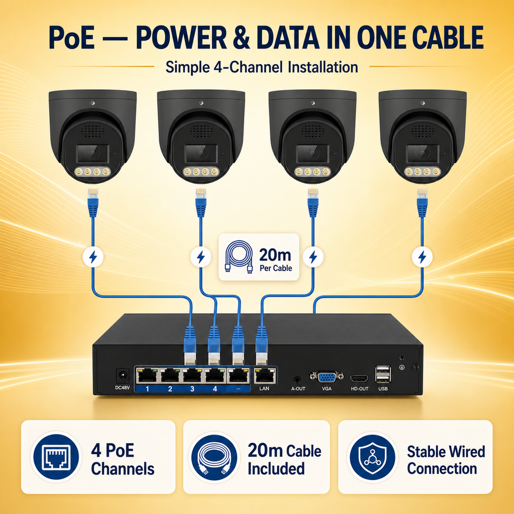 5MP 4-Channel PoE IP Camera System with Two-Way Audio