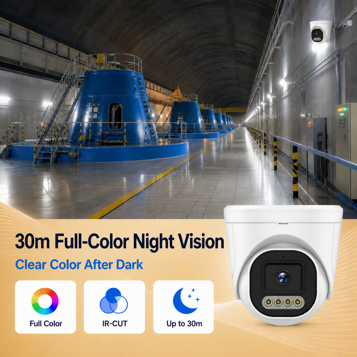 Full-color night vision up to 30 meters for clear low-light surveillance