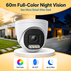 Full-color night surveillance scene demonstrating clear monitoring at distances up to 60m