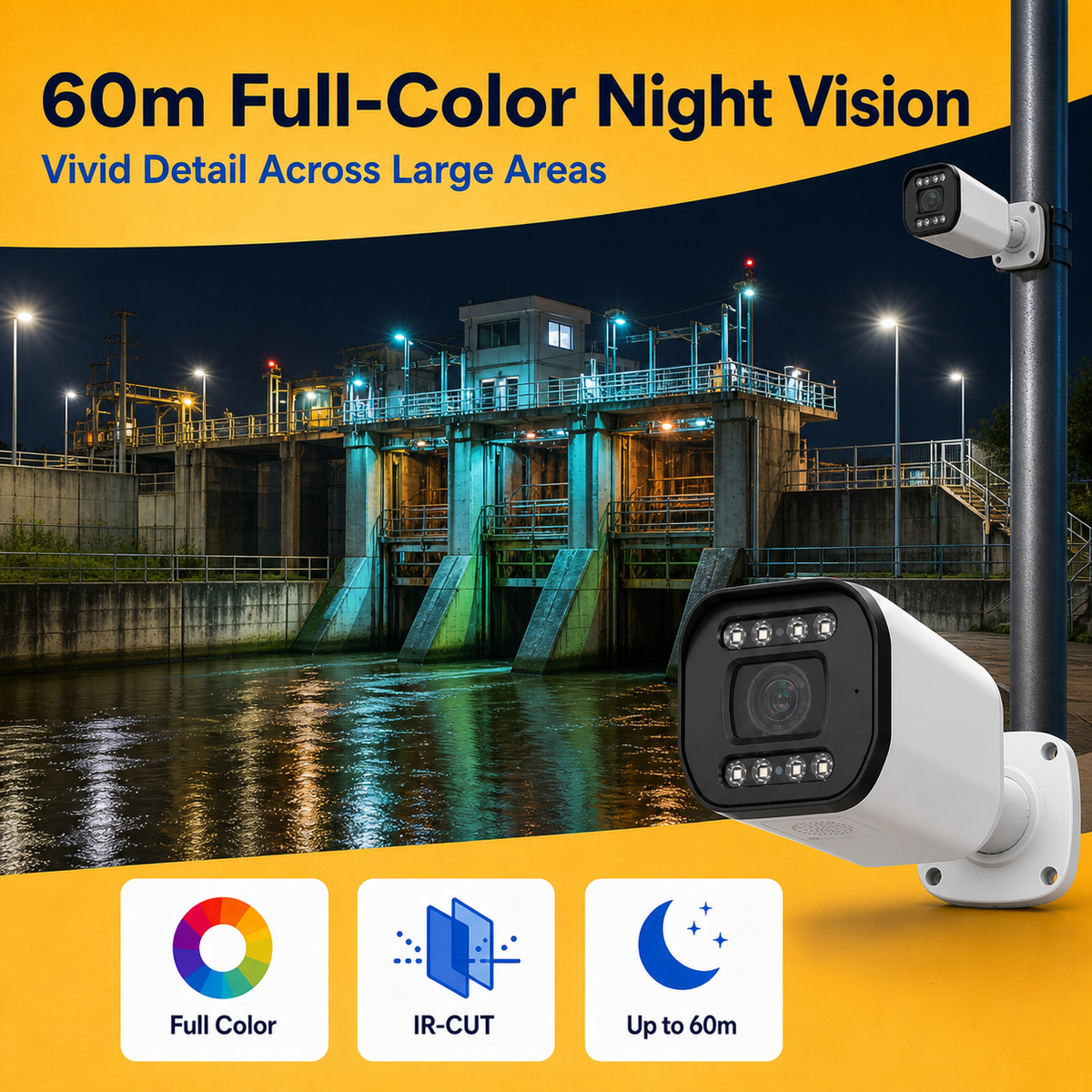 Daylike full-color night surveillance reaching distances up to 60 meters