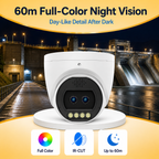 Daylike full-color night vision monitoring an area from up to 60 meters