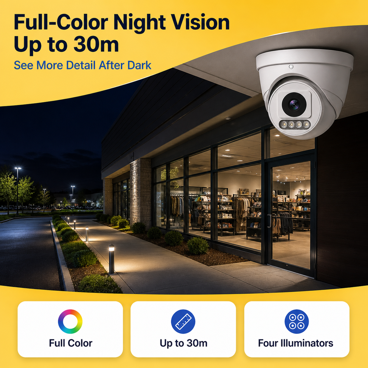 4MP Full-Color IP Dome Camera with Human Detection & Two-Way Audio