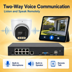 5MP 8CH PoE Security Camera System with Two-Way Audio & 12X Digital Zoom