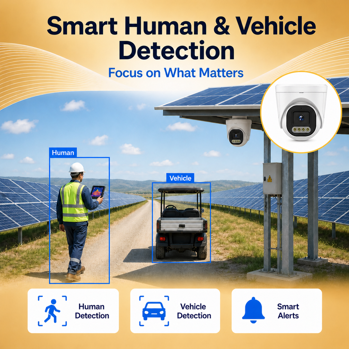 Human and vehicle detection feature for intelligent security monitoring