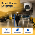 Smart human detection feature identifying a person in a monitored security area