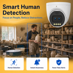 Smart human detection highlighting a person within the camera view
