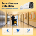 Smart human detection identifying a person in a monitored outdoor area
