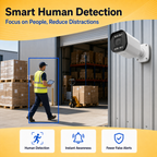 Smart human detection monitoring a person near a secured entrance