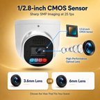 YGH 5MP IP dome camera with 1/2.8-inch CMOS sensor and optional 3.6mm or 6mm lens