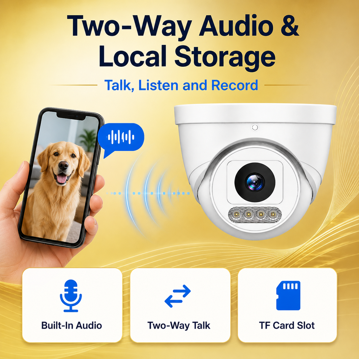 4MP Full-Color IP Dome Camera with Human Detection & Two-Way Audio