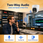 Two-way audio feature for live communication through the IP dome camera
