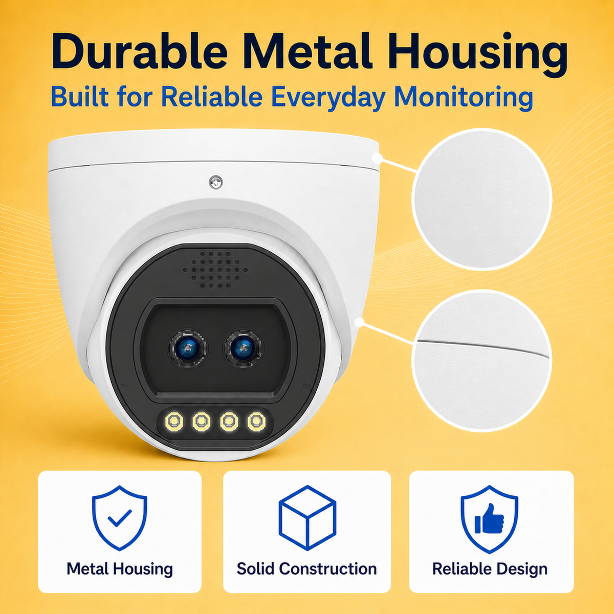 Durable metal dome housing designed for reliable long-term security monitoring