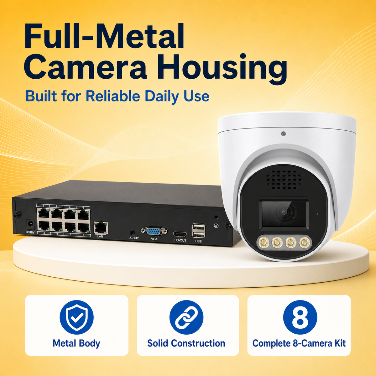 5MP 8CH PoE Security Camera System with Two-Way Audio & 12X Digital Zoom