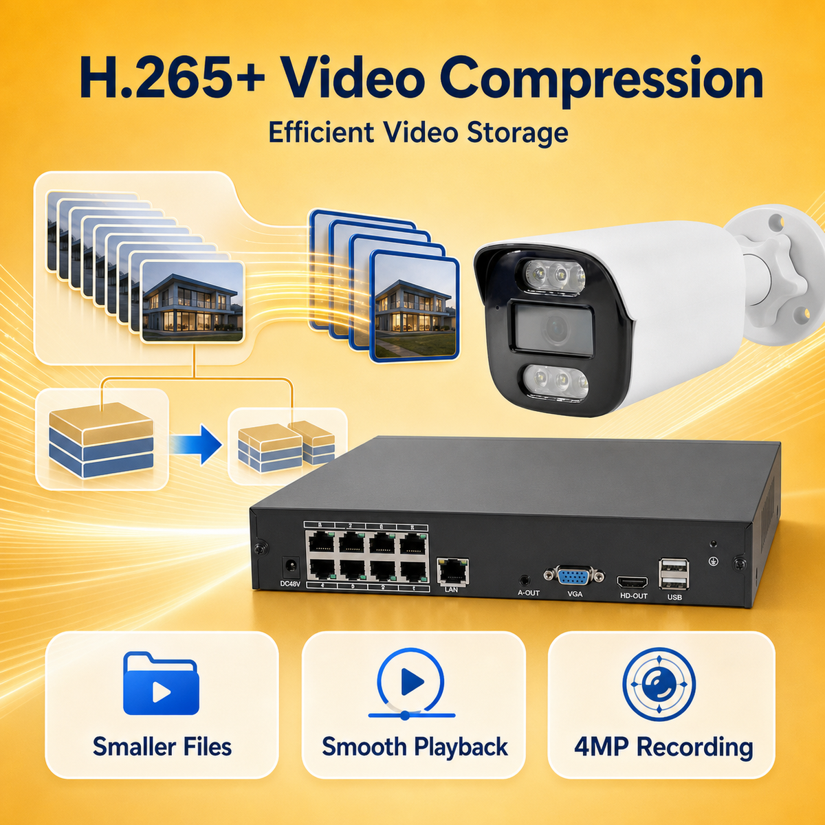 YGH-TST08CIFNP-4MP-8CH 4MP 8-Channel Wired IP Camera System