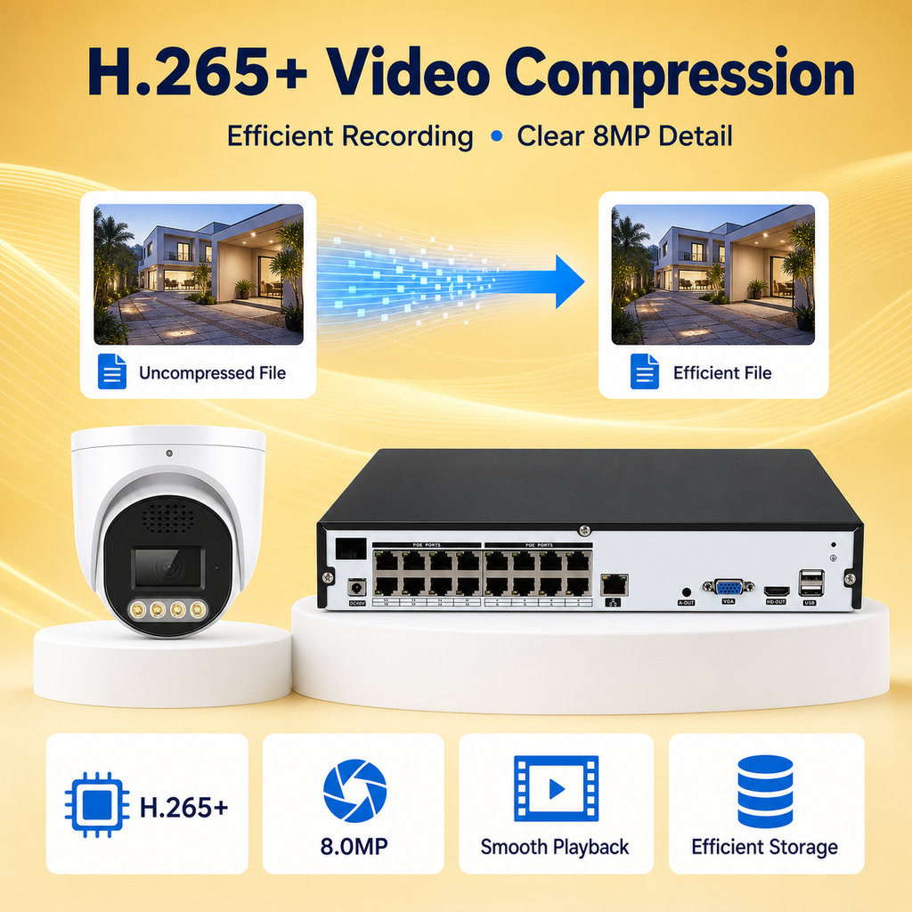 8MP 16CH IP Camera System with Full-Color Night Vision