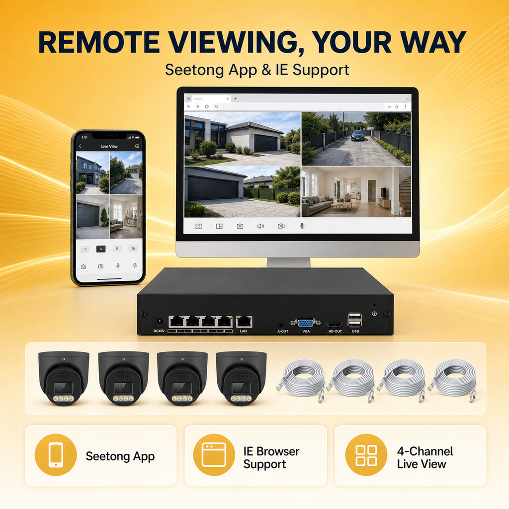 5MP 4-Channel PoE IP Camera System with Two-Way Audio