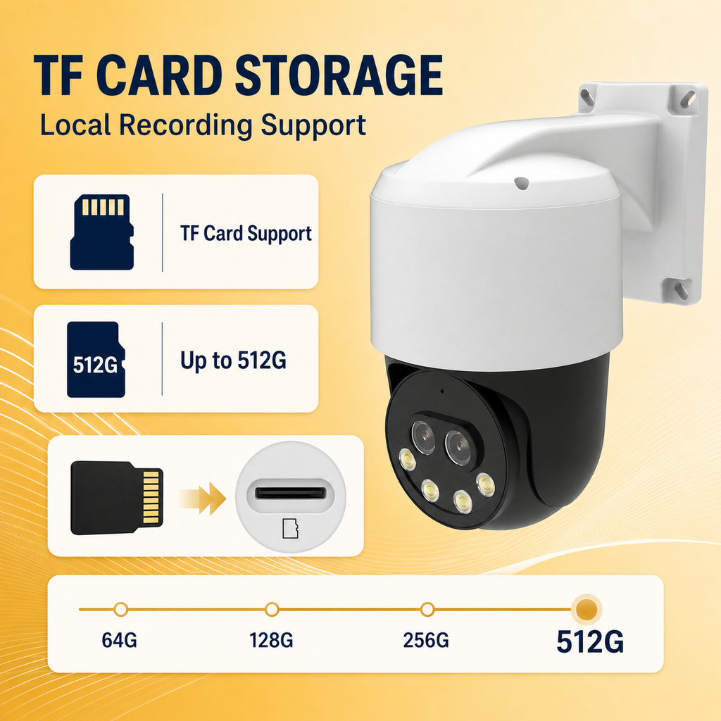 IP PTZ camera supporting TF card local storage up to 512G