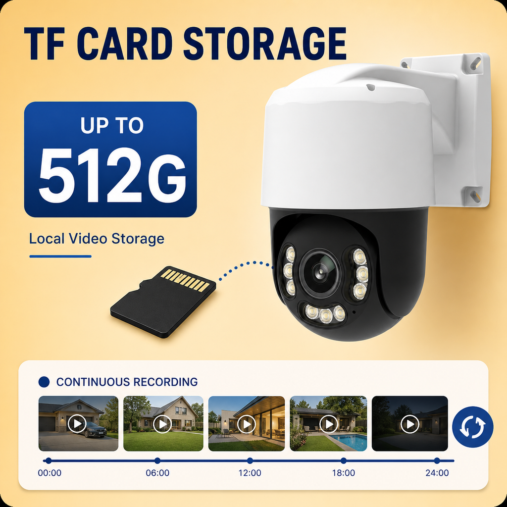 IP PTZ camera supporting TF card local video storage up to 512G
