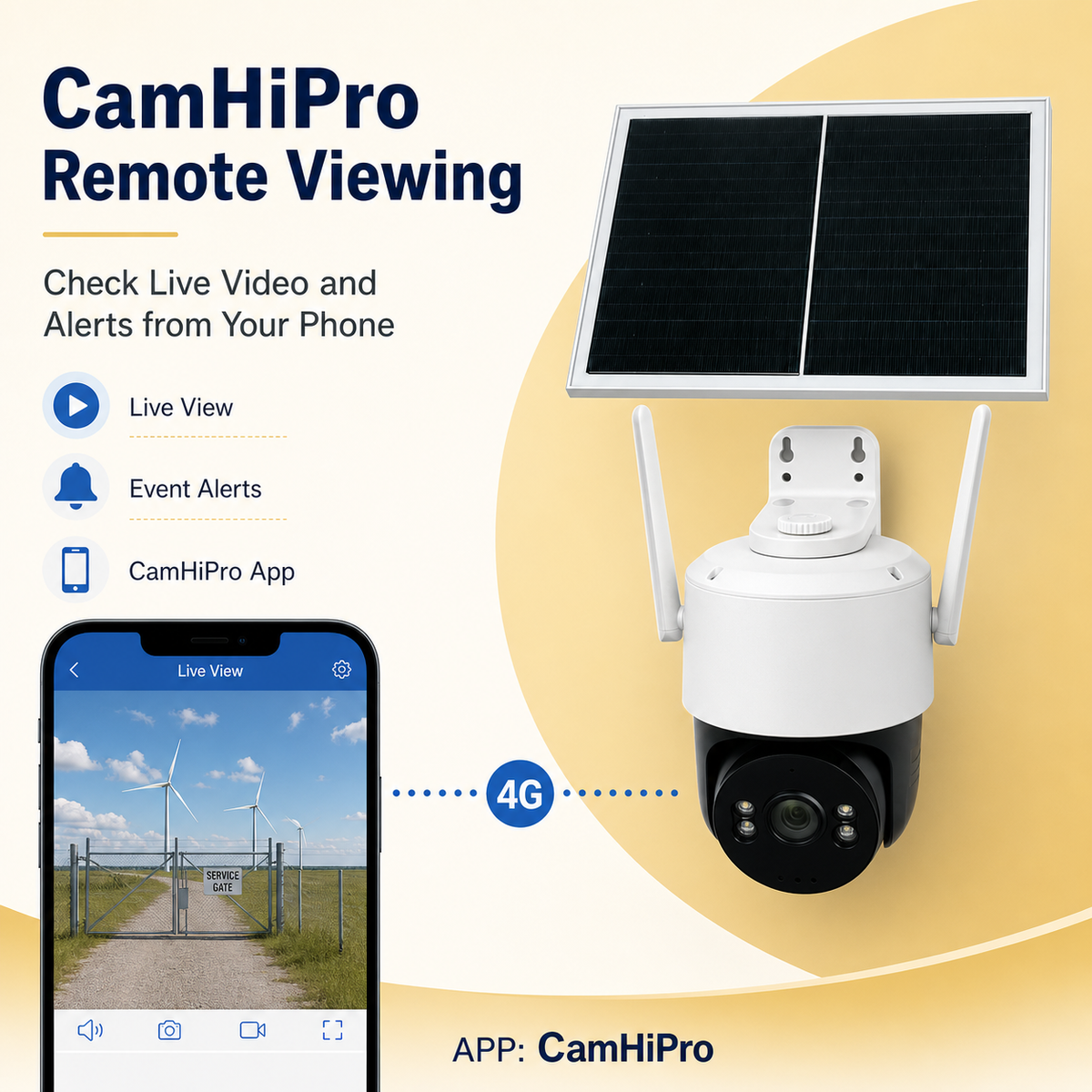 3MP 4G Solar PTZ Security Camera with AOV Recording & Dual SIM