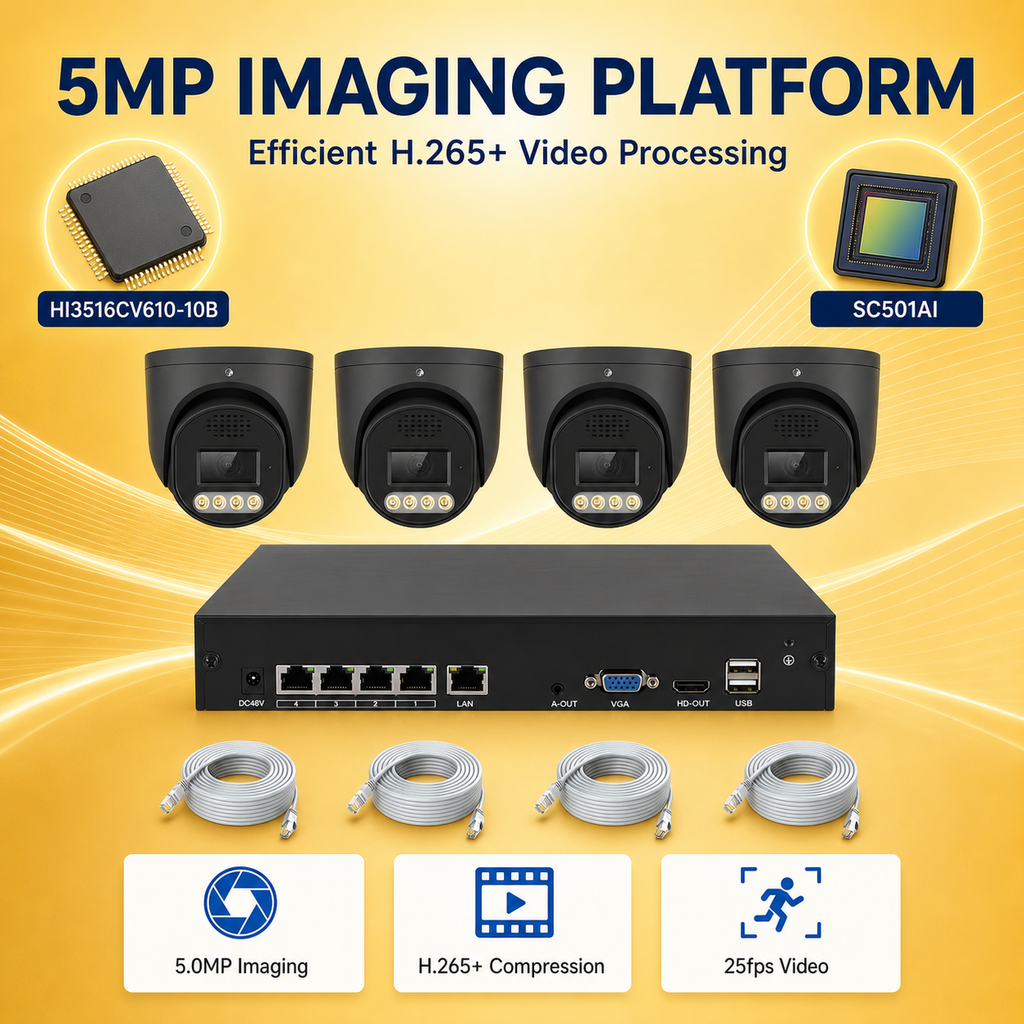 5MP 4-Channel PoE IP Camera System with Two-Way Audio
