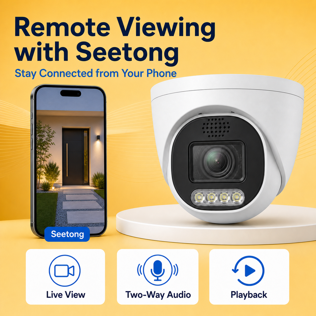 Seetong mobile app remote viewing feature for live security monitoring from a smartphone