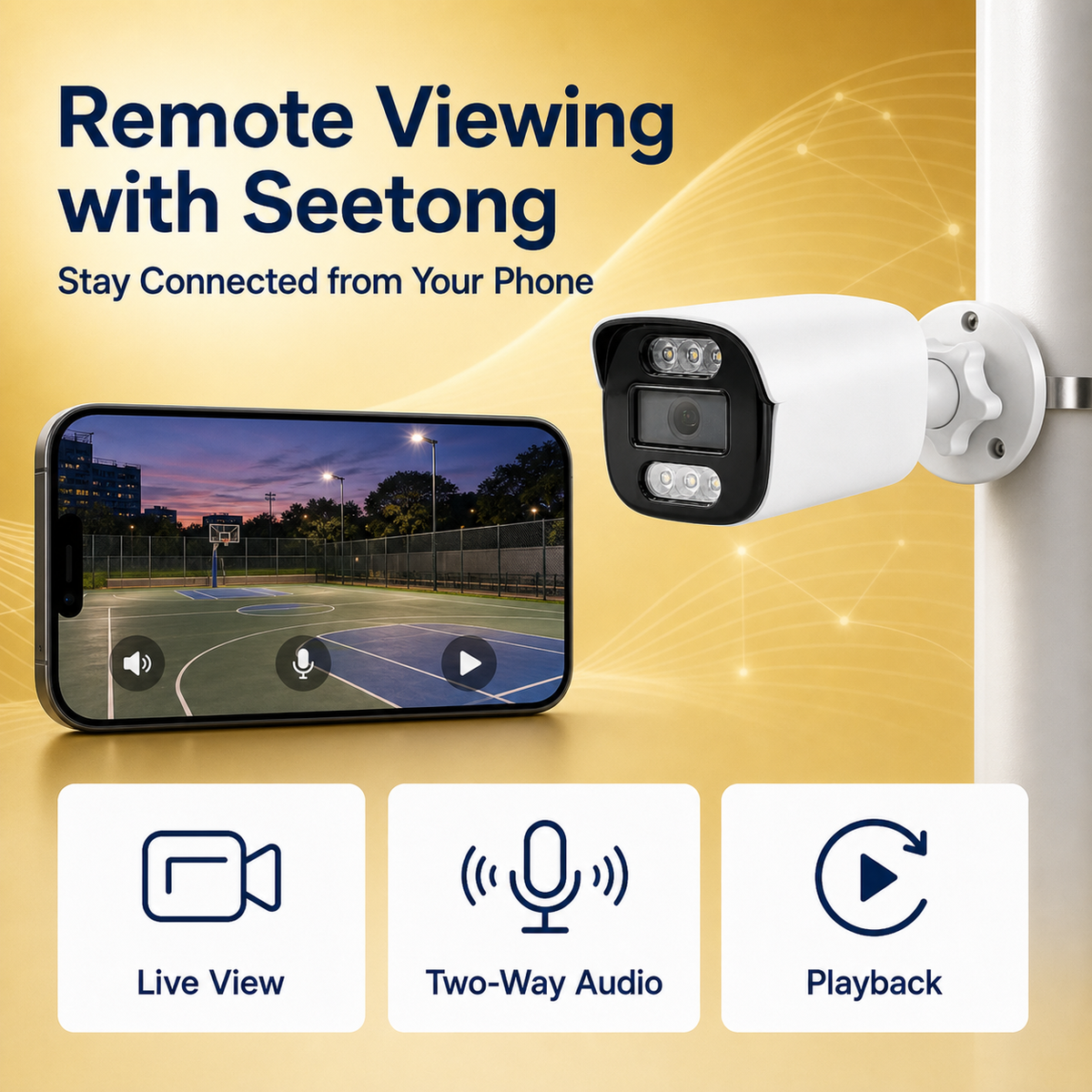 Seetong mobile app displaying remote live viewing for the bullet camera