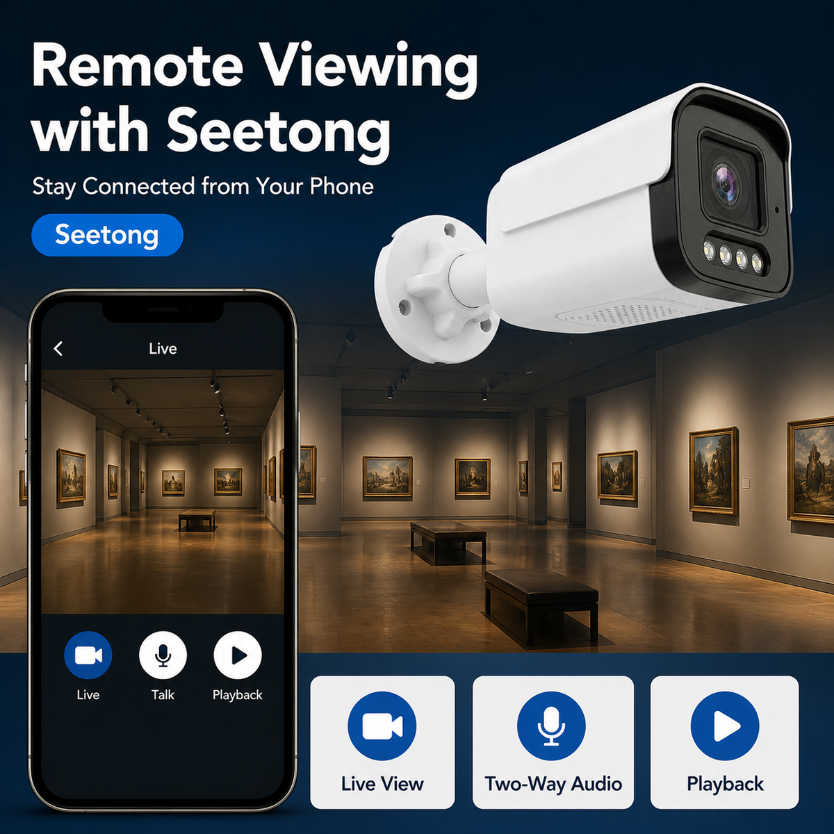 Seetong mobile remote viewing for live bullet camera monitoring