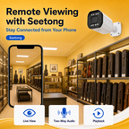 Seetong mobile app showing remote live viewing for the dual-camera system