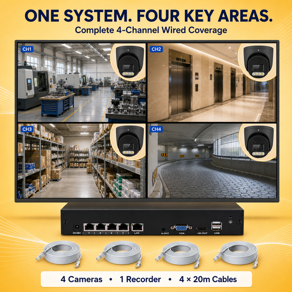 5MP 4-Channel PoE IP Camera System with Two-Way Audio