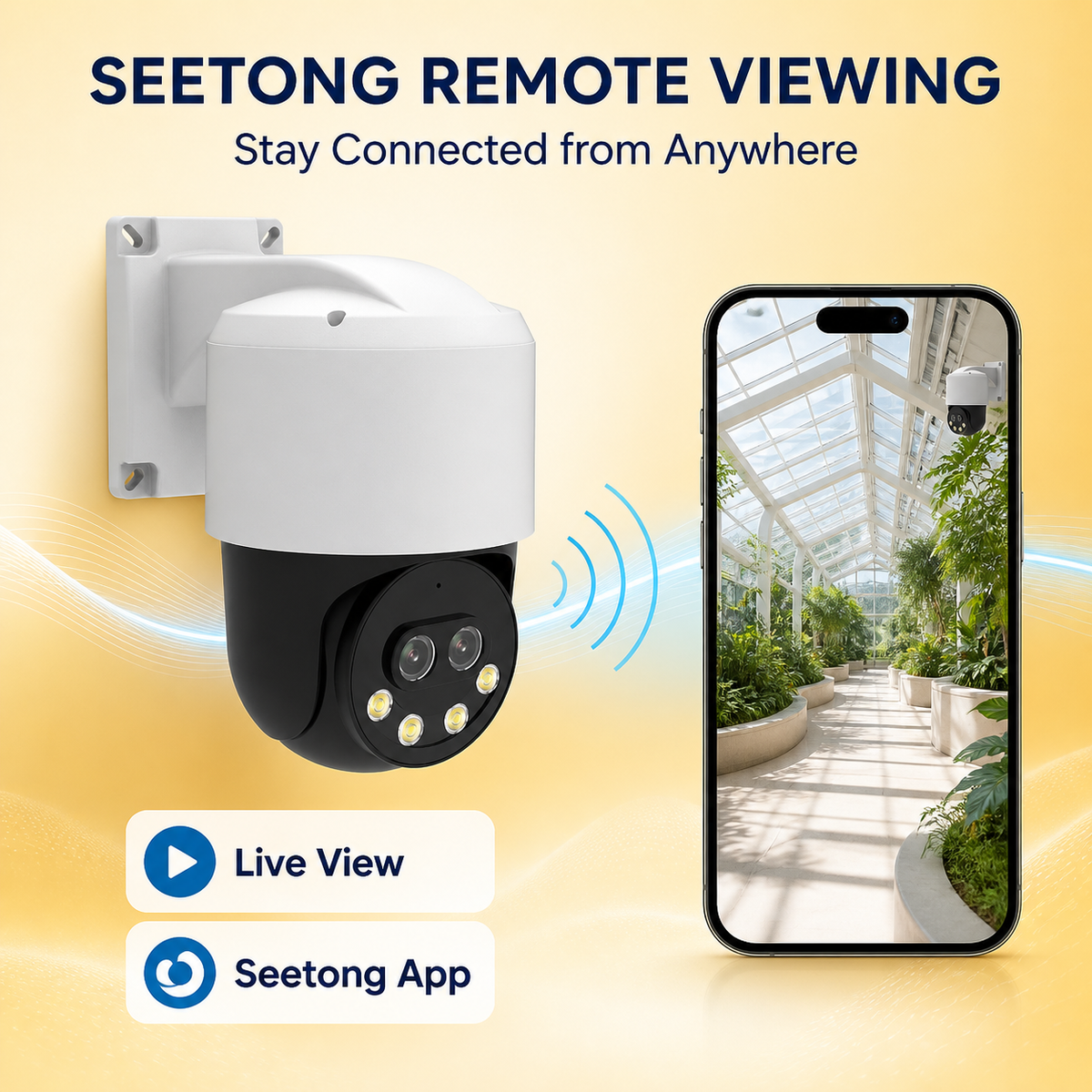 Seetong remote live viewing for a dual-lens IP PTZ camera on a smartphone