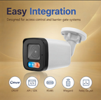 YGH IP bullet camera integration options including ONVIF, API, RS485, Wiegand and relay output