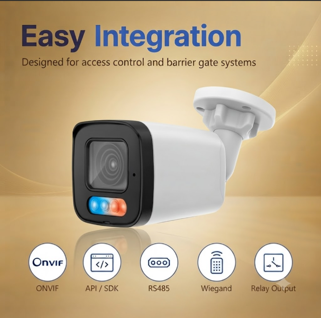 YGH IP bullet camera integration options including ONVIF, API, RS485, Wiegand and relay output