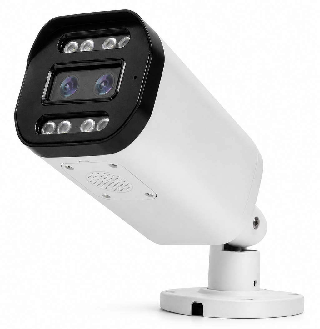 High-definition view of the dual-camera metal IP security camera