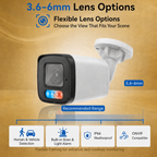YGH 5MP IP bullet camera with 3.6mm and 6mm lens options for flexible outdoor monitoring